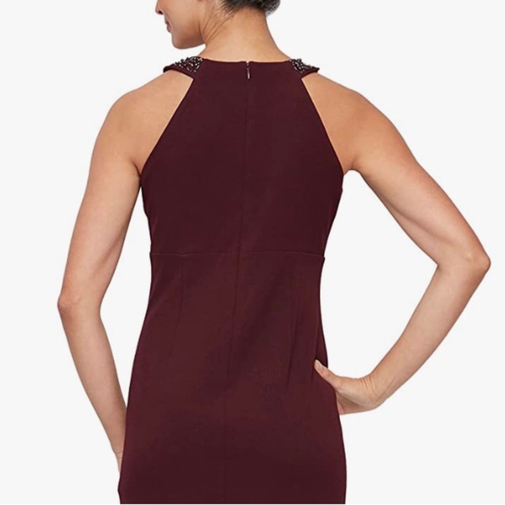 SLNY size 12 beaded halter neck sheath dress - Picture 5 of 16